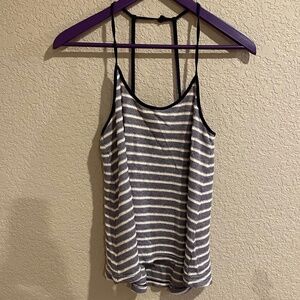 Blue and white stripes woven tank